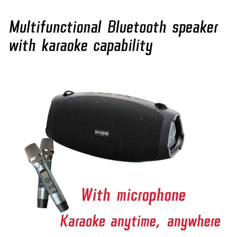 

W-KING D10 Portable Bluetooth Speaker Outdoor Stereo Super Bass Waterproof IPX6 War Drum Boombox Wireless Subwoofer K Song Audio