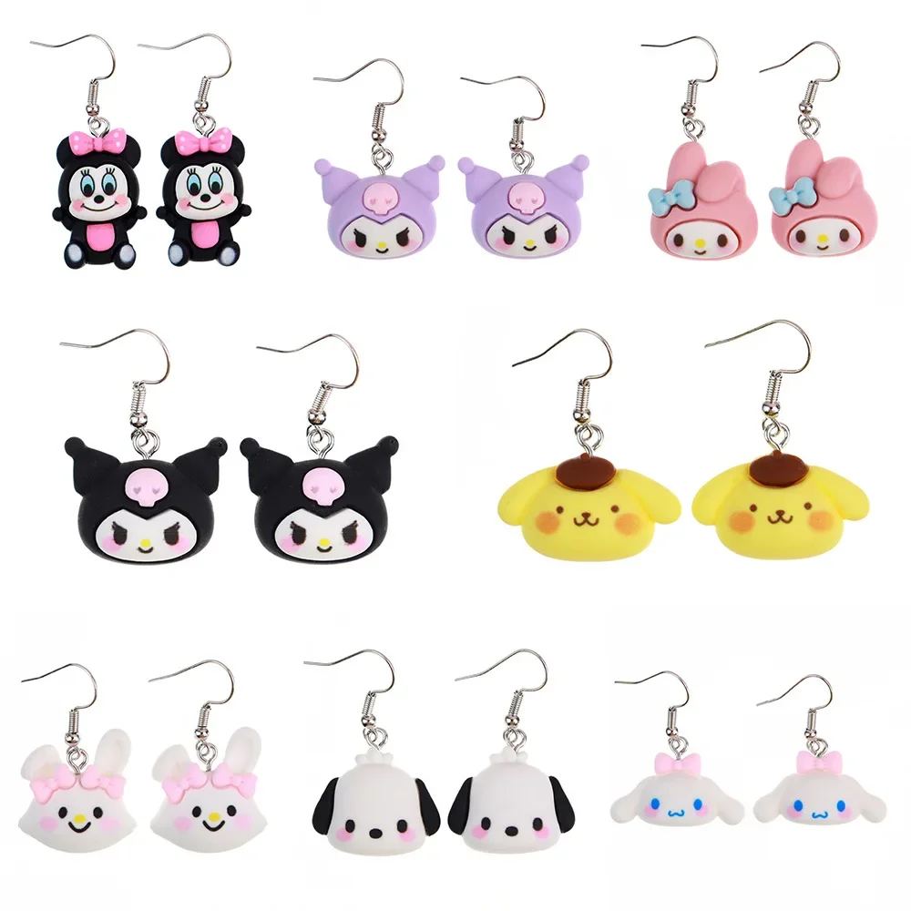 

Hello Kitty Anime Stud Earrings Kawaii Sanrio Cinnamoroll Kuromi Alloy Dangle Earrings Trendy Drop Earrings Jewerly Accessories