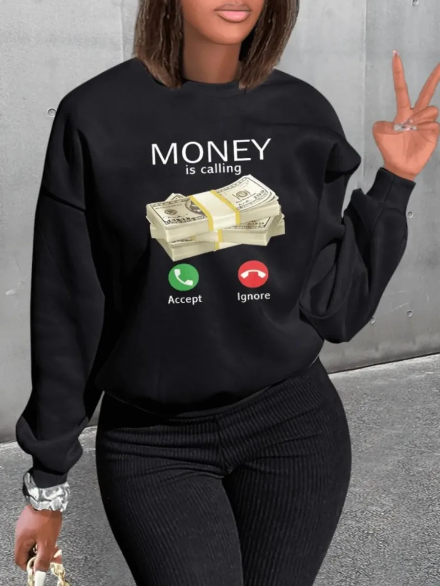 LW Money Letter Print Sweatshirt Fashion Casual Street Black Oversized O Neck Top Y2k Streetwear Autumn 2022 Pullover
LW Money Letter Print Sweatshirt Fashion Casual Street Black Oversized O Neck Top Y2k Streetwear Autumn 2022 Pullover