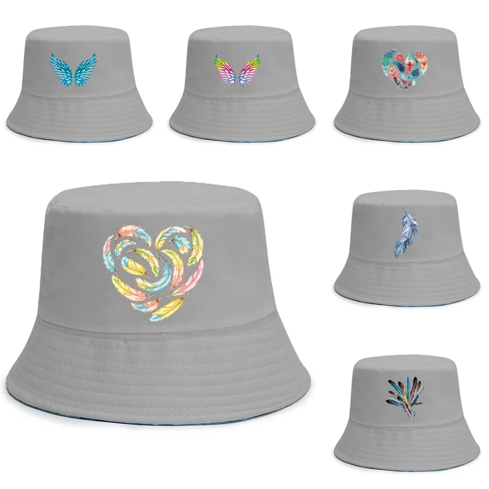 Fashion Bucket Hats Men Women Cotton Outdoor Reversible Fisherman Caps Beach Fishing Hat Girl Boy Feather Series Chapeau Cap
Fashion Bucket Hats Men Women Cotton Outdoor Reversible Fisherman Caps Beach Fishing Hat Girl Boy Feather Series Chapeau Cap
