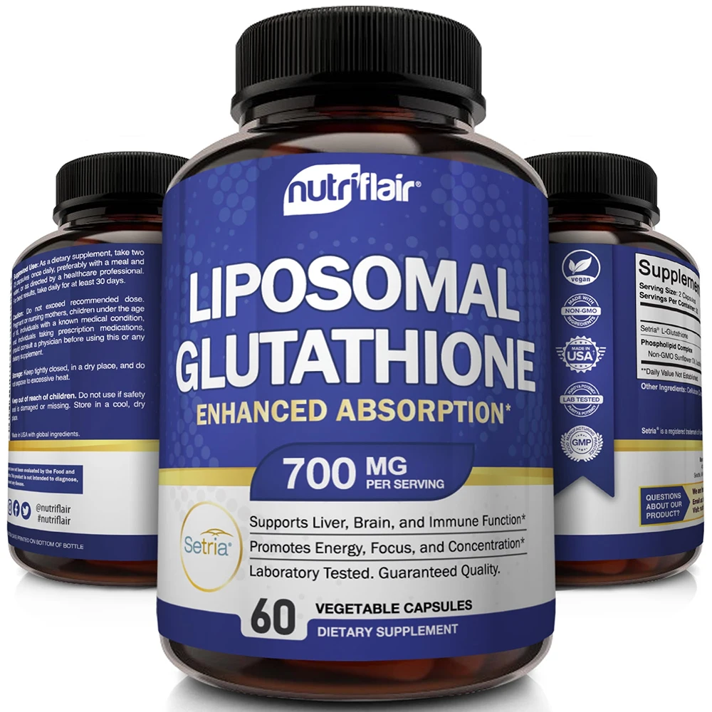 NutriFlair Liposomal Glutathione Supplement Antioxidant Detox Immune Support 60 Capsules
NutriFlair Liposomal Glutathione Supplement Antioxidant Detox Immune Support 60 Capsules