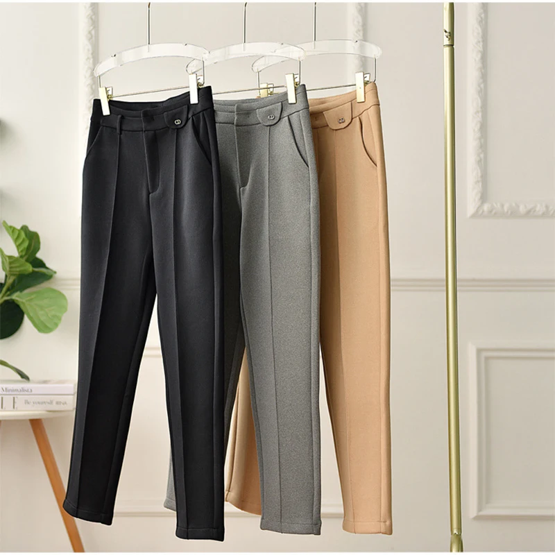 Women's Plush And Warm Ankle-Length Pants Cashmere Mulberry Silk High Waisted Straight Leg Pants Winter New Style
Women's Plush And Warm Ankle-Length Pants Cashmere Mulberry Silk High Waisted Straight Leg Pants Winter New Style