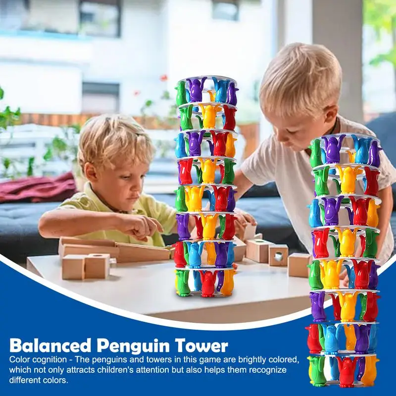 

Детская башня пингвина, Штабелируемая башня, Интерактивная Строительная игрушка, складывающаяся балансировочная игра, забавные настольные игры, сумасшедшая башня пингвина