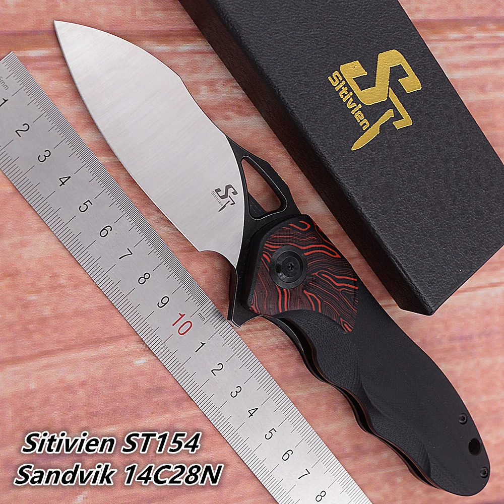 

Sitivien New ST154 Snake 100% 14C28N Ceramic Ball Bearing Flipper Folding G10 Camp Hunt Survival Outdoor EDC Tool Utility Knife