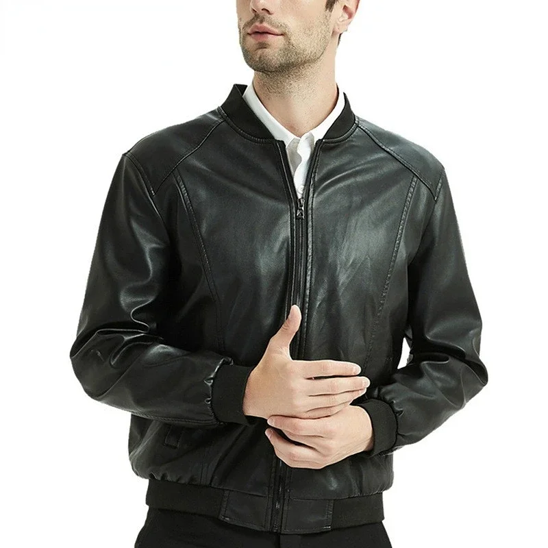 

Брендовые мужские Куртки из искусственной кожи, зимние мотоциклетные Мужские приталенные пальто, Мужская Winderbreaker, приталенная куртка-бомбер, верхняя одежда