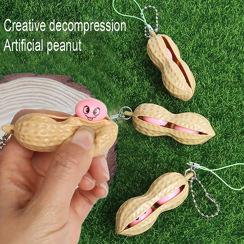 

Simulated Peanut Toys Pack Creativity Anti Stress Vent Squishy Squeeze Decompression Toys Cute Funny Keychain Child Adults Toy