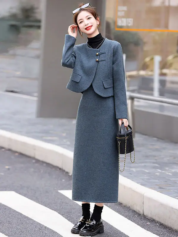 Elegant Woolen Women's Suit Jacket Skirt Set Autumn and Winter 2023 New Fashion High-end Short Coat Top Long Skirt Two-piece Set
Elegant Woolen Women's Suit Jacket Skirt Set Autumn and Winter 2023 New Fashion High-end Short Coat Top Long Skirt Two-piece Set