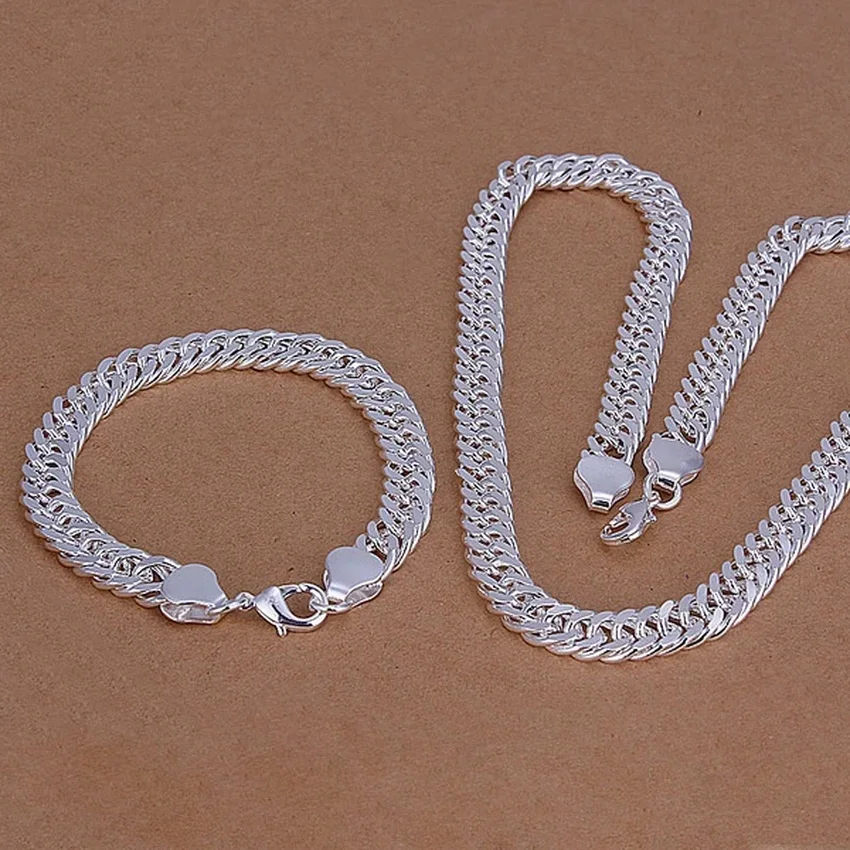 925 Sterling Silver Hot High-quality Charm Fashion Men 10MM Women Chain 20/24inch Necklace Bracelets Classic Jewelry Sets
925 Sterling Silver Hot High-quality Charm Fashion Men 10MM Women Chain 20/24inch Necklace Bracelets Classic Jewelry Sets