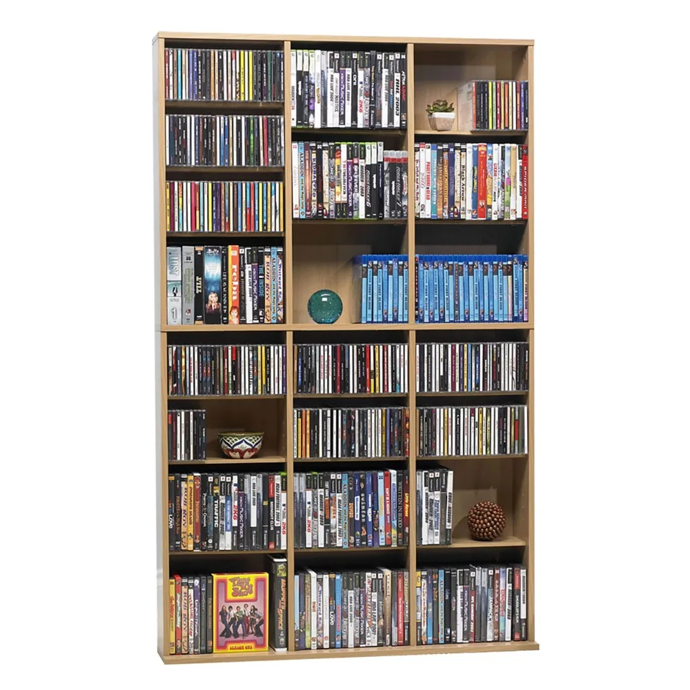 

37"x60" Oskar Adjustable Wood Media Storage Shelf Bookcase Cd Racks Maple Freight Free Living Room Furniture Home