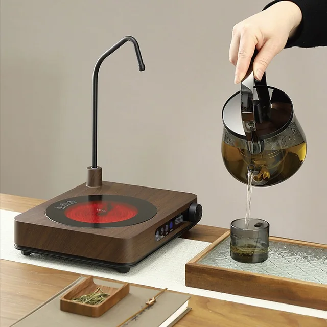 Cuisinière à thé électrique en céramique intelligente, alimentation en eau automatique, cuisinière à induction, verre de pompage d'eau, réchaud à thé Kung Fu, machine exécutive, 1500W 1