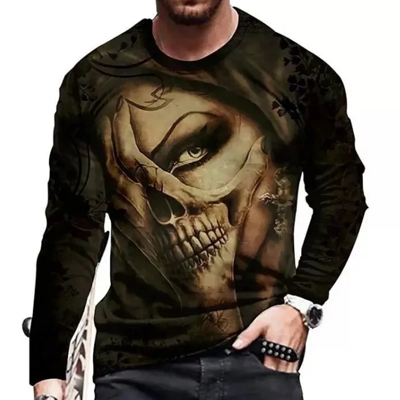 Leisure Autumn And Winter Seasons Fashion European Size Men's long Sleeve T-shirt Esqueleto Print Tees Round Neck Tops
Leisure Autumn And Winter Seasons Fashion European Size Men's long Sleeve T-shirt Esqueleto Print Tees Round Neck Tops