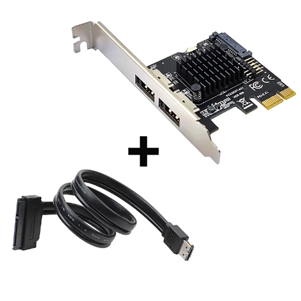 

6Gbps PCI-E PCI-Express x1 to Dual Power Over eSATA + USB Expansion Card USB 2.0 9pin SATA 15pin Adapter Card for Desktop PC