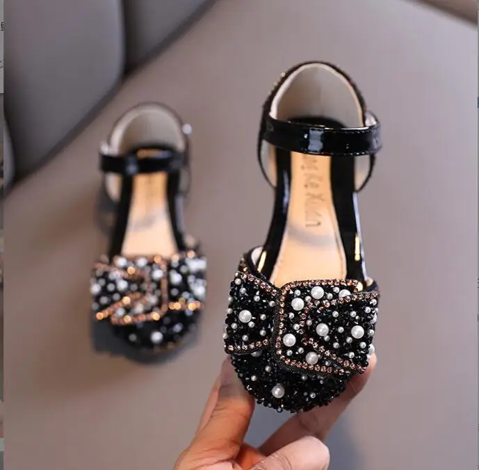 

New Children Pearl Diamond Leather shoes Beauty Rhinestones Shining Kids Princess Shoes Baby Girls Shoes for Party Wedding Shoe