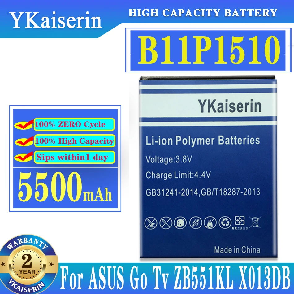 

Аккумулятор ykaisсеребрин для ASUS ZB551KL, батарея для телефона ASUS ZenFone Go TV ZB551KL X013DB B11P1510 5500 мАч