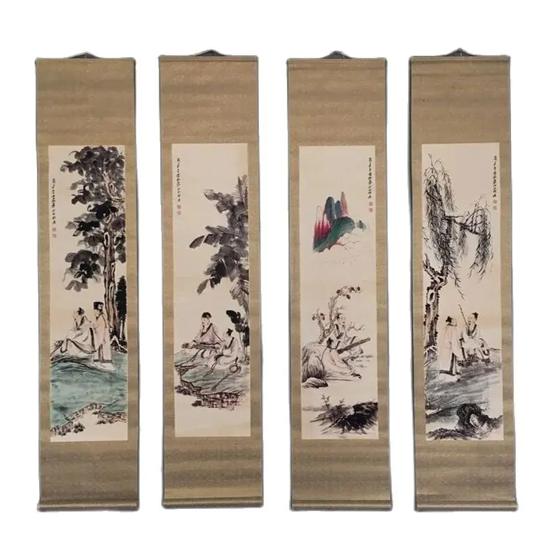 

Collection of Chinese Scroll Four Couplet Mural Paintings - Painting Appreciation - Tang Yin's Painting - Yunqu Palace Garden