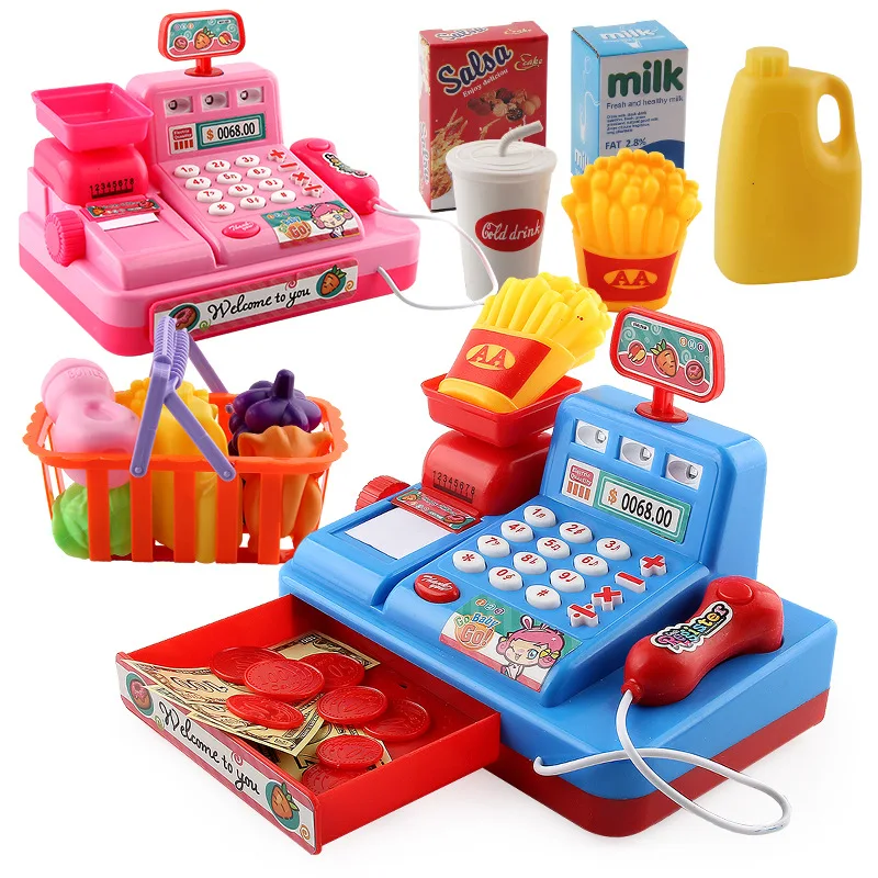 

Детская имитация кассового аппарата для супермаркета, Детские кассовые игрушки, ролевая игра, игрушка со звуковыми огнями, набор игрушек для родителей и детей