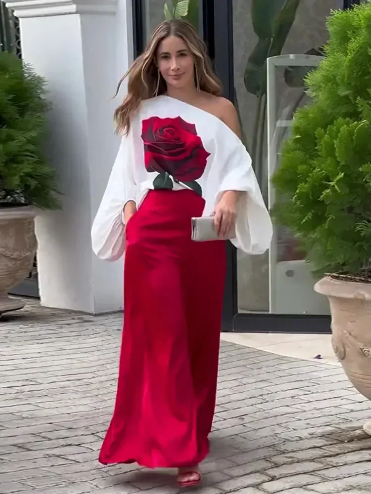 Rose Floral Printed Diagonal Collar Shirt & Pants Sets Women's Lantern Sleeve Blouse Solid Wide Leg Pants Suits Chic Streetwear
Rose Floral Printed Diagonal Collar Shirt & Pants Sets Women's Lantern Sleeve Blouse Solid Wide Leg Pants Suits Chic Streetwear