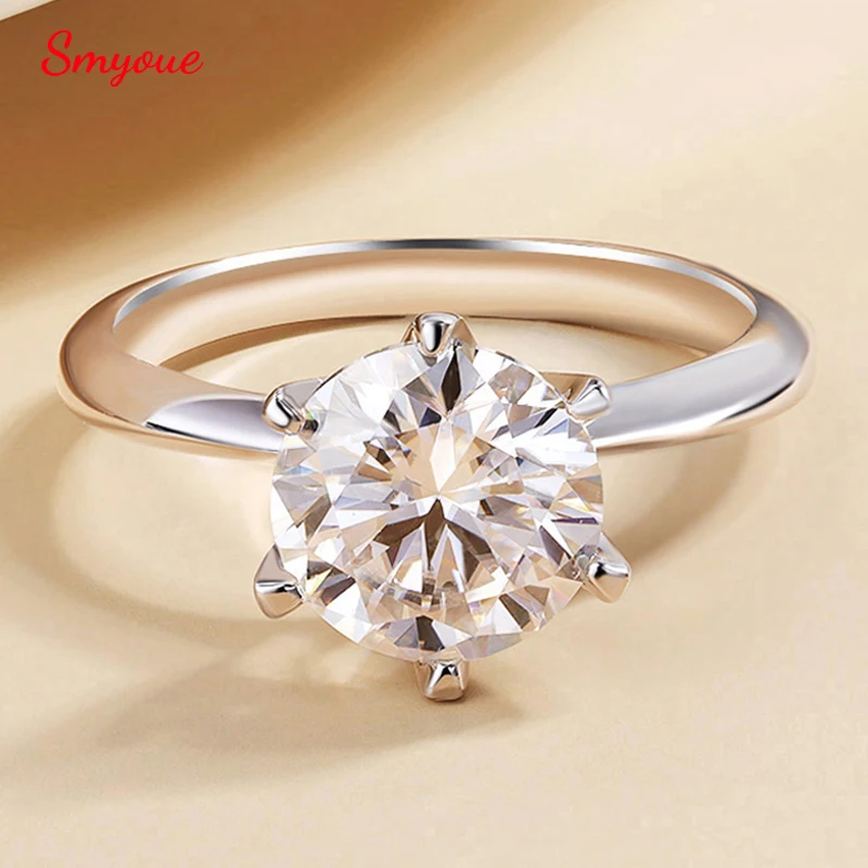 

Smyoue 10CT 14mm GRA Real Moissanite Engagement Ring for Women Luxury Classic Bride Lab Diamond promise Band 925 Sterling Silver