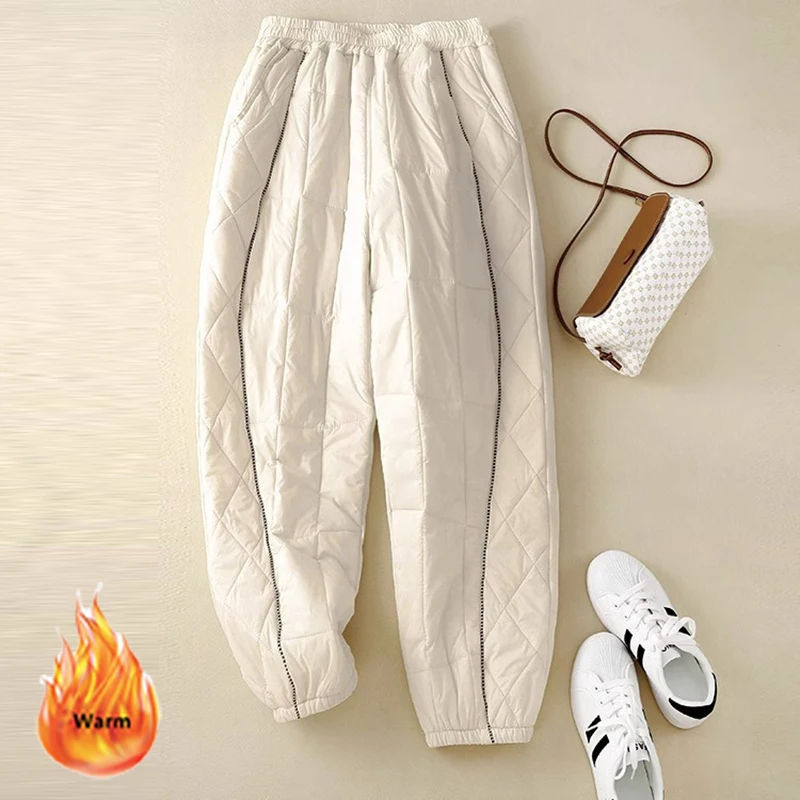 Winter Down Cotton Harem Pants Women Casual Elastic High Waist Baggy Trousers Windproof Korean Padded Quilted Sweatpants Loose
Winter Down Cotton Harem Pants Women Casual Elastic High Waist Baggy Trousers Windproof Korean Padded Quilted Sweatpants Loose