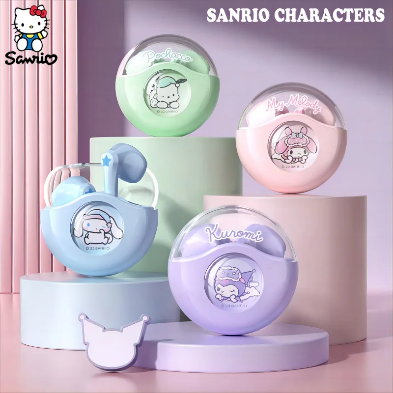 

Kawaii Sanrio Cinnamoroll Bluetooth наушники мультфильм Kuromi Melody беспроводная гарнитура TWS красивые и долговечные наушники