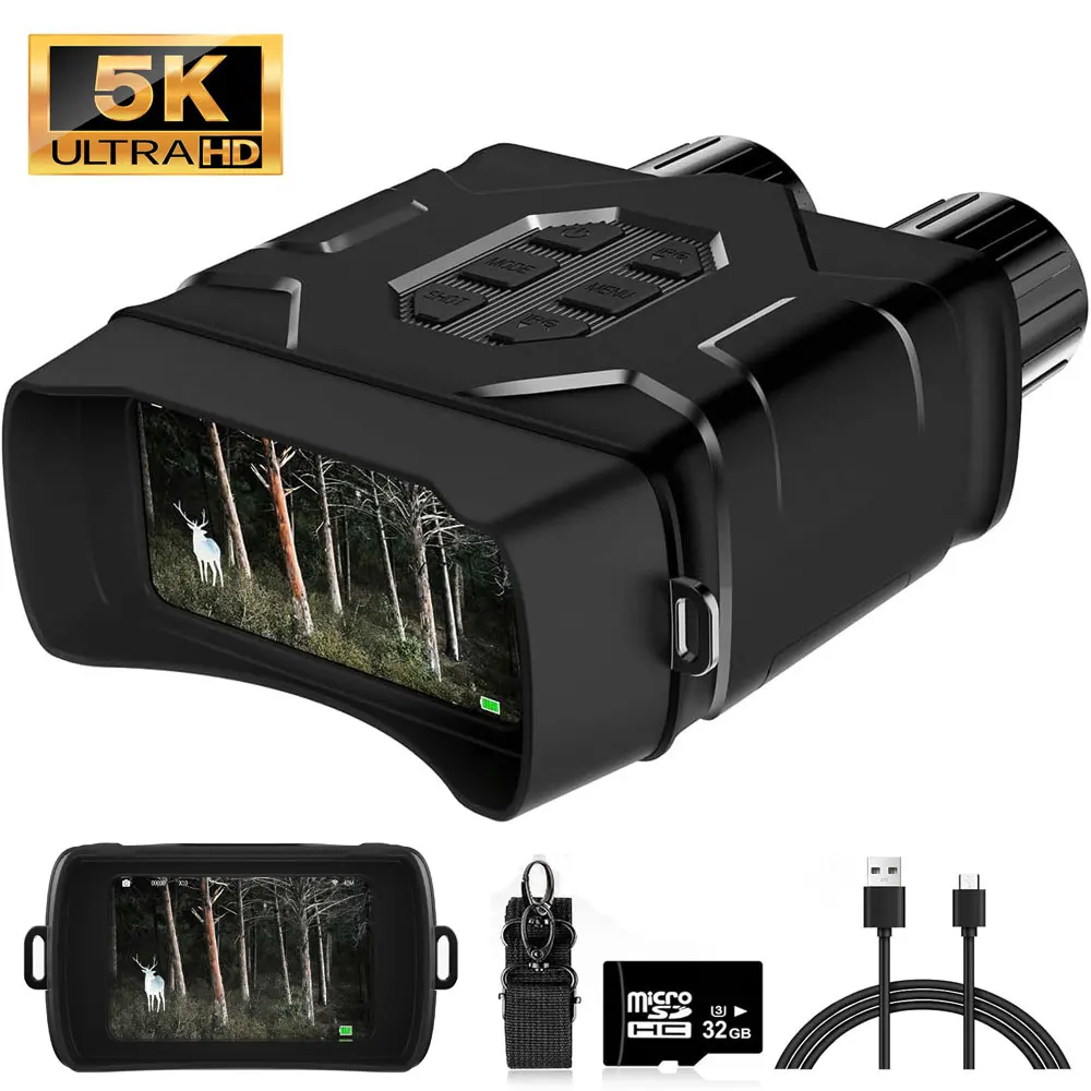 

5K WiFi Night Vision Binoculars 8W Infrared 10X Digital Zoom Full Color Night Vision Goggles 4" Large Screen 300m For Hunting