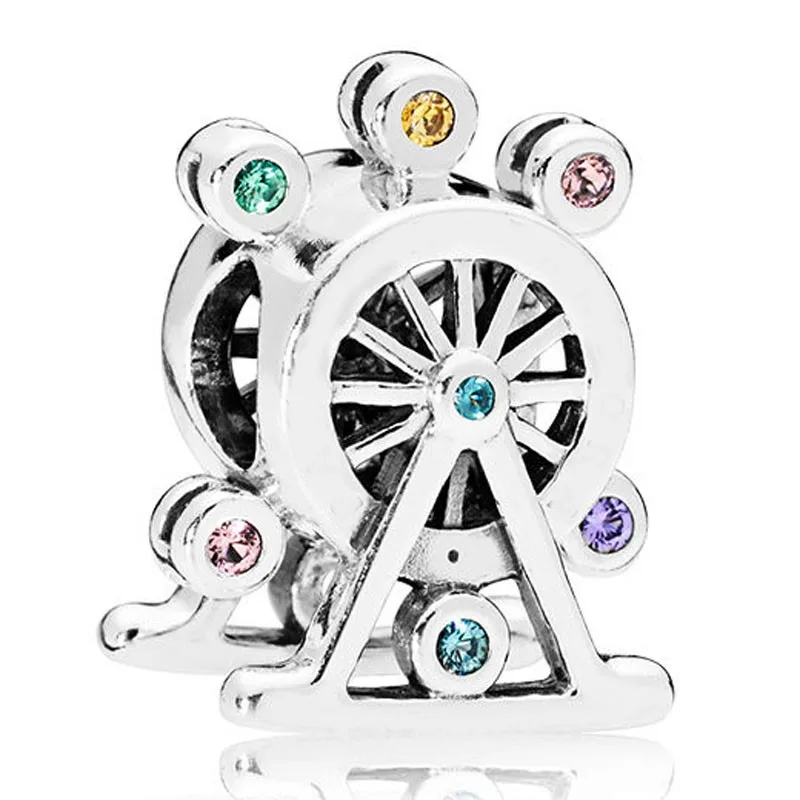 

Authentic 925 Sterling Silver Ferris Wheel Multi-Colored Crystal Carriages Charm Fit Women Pandora Bracelet & Necklace Jewelry