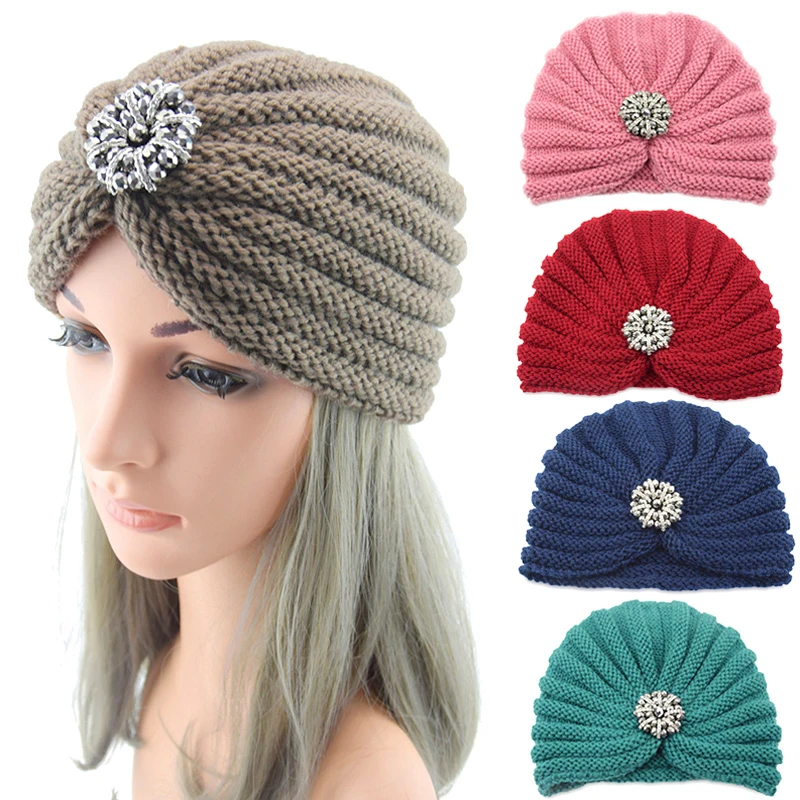 Knitted Bandanas Turban Hat Beaded Flower Rhinestone Pleated Beanies Cap for Women Winter Warm Headwrap Elegant Elastic Elagant
Knitted Bandanas Turban Hat Beaded Flower Rhinestone Pleated Beanies Cap for Women Winter Warm Headwrap Elegant Elastic Elagant