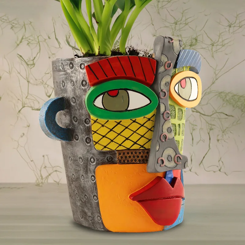 Colorful Facial Art Abstract Resin Flowerpot Eccentric Facial Head Shape Balcony Succulent Green Plant Flowerpot Home Decoration
Colorful Facial Art Abstract Resin Flowerpot Eccentric Facial Head Shape Balcony Succulent Green Plant Flowerpot Home Decoration