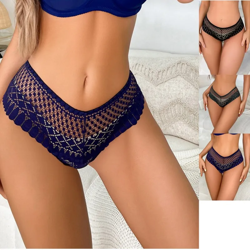 

Sexy Women Panties Lace Transparent Thong Female Underwear Cotton Bow Briefs Mid-waist Breathable Panty Intimate Lingerie Soft