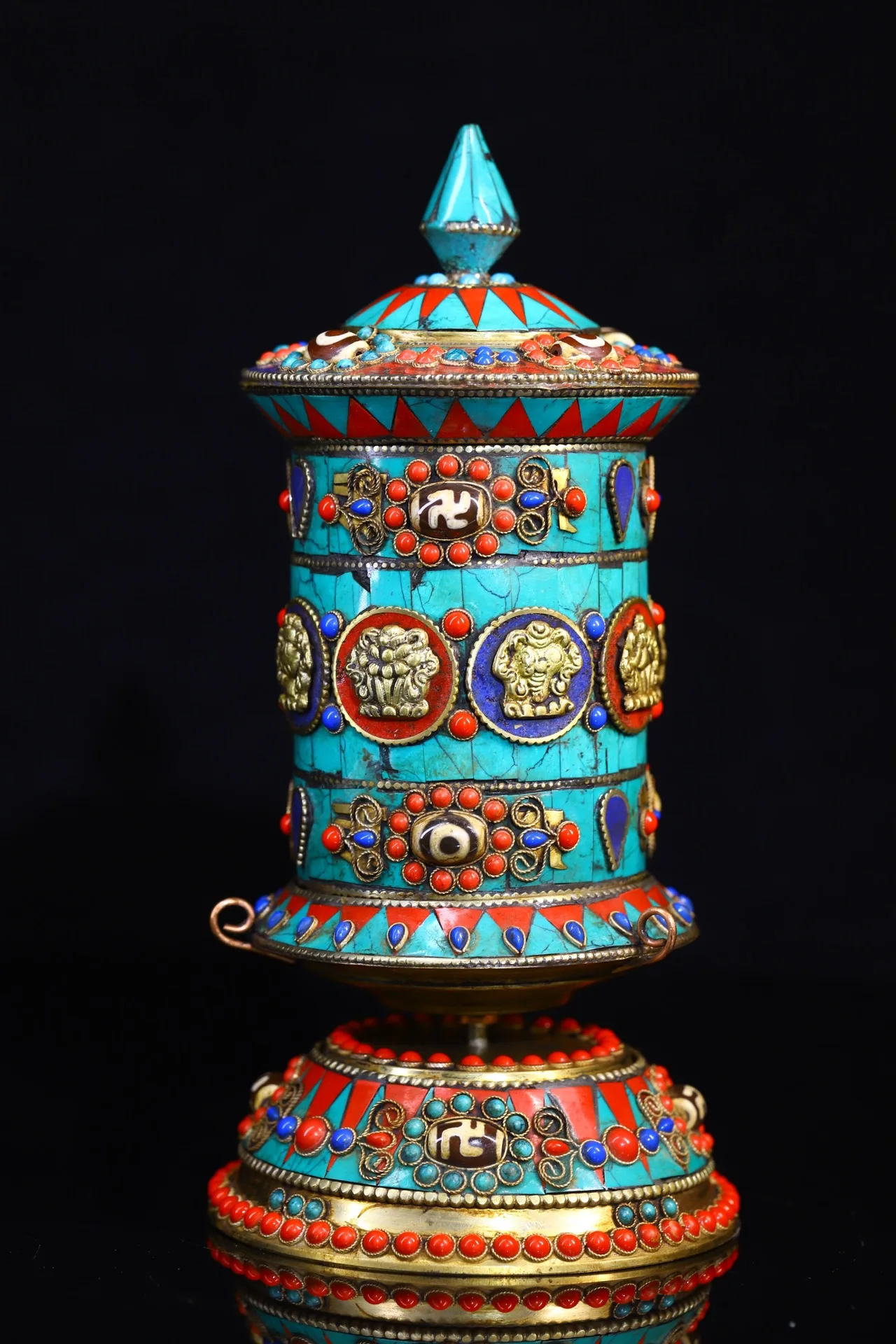 9"Tibetan Temple Collection Old Bronze Mosaic Gem gZi Beads Eight Treasures Prayer wheel Old scriptures Chanting Amulet Exorcism
9"Tibetan Temple Collection Old Bronze Mosaic Gem gZi Beads Eight Treasures Prayer wheel Old scriptures Chanting Amulet Exorcism