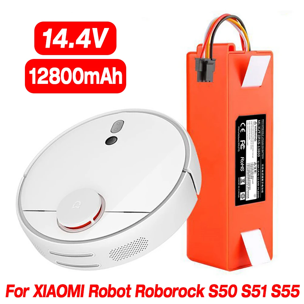 

Original 14.4V 12800mAh Robotic Vacuum Cleaner Replacement Battery For Xiaomi Roborock S55 S60 S65 S50 S51 S5 MAX S6 Parts