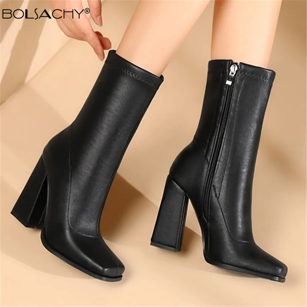 Boots Women Side Zipper Comfortable Mid Heel Square Toe Stretch Fabrics Ankle Boots Fashion Winter Shoes Black White Ladies Boot
Boots Women Side Zipper Comfortable Mid Heel Square Toe Stretch Fabrics Ankle Boots Fashion Winter Shoes Black White Ladies Boot