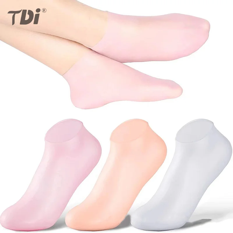 

2Pcs Silicone Foot Care Socks Anti Cracking Moisturizing Gel Socks Cracked Dead Skin Remove Protector Pain Relief Pedicure Tools