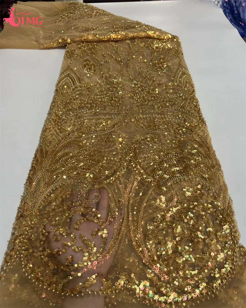 OIMG Gold African French Net Embroidery Luxury Handmade 3D Sequins Beaded Lace Fabric For Wedding Party Evening Dress
OIMG Gold African French Net Embroidery Luxury Handmade 3D Sequins Beaded Lace Fabric For Wedding Party Evening Dress