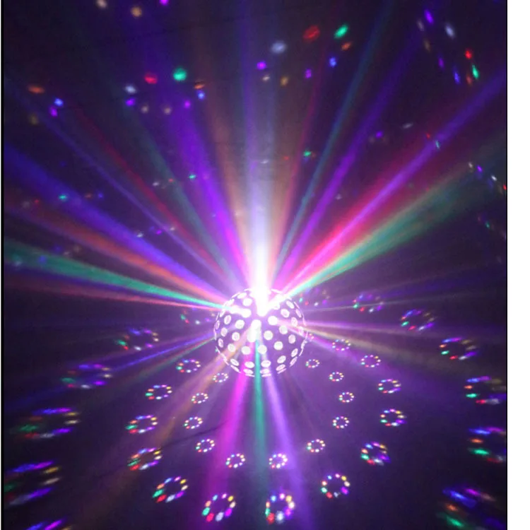 

Осветительные приборы для сцены, вращающийся Хрустальный волшебный шар, искусственное управление голосом, лазерное пятно, фотовспышка, фотовспышка, 9 цветов
