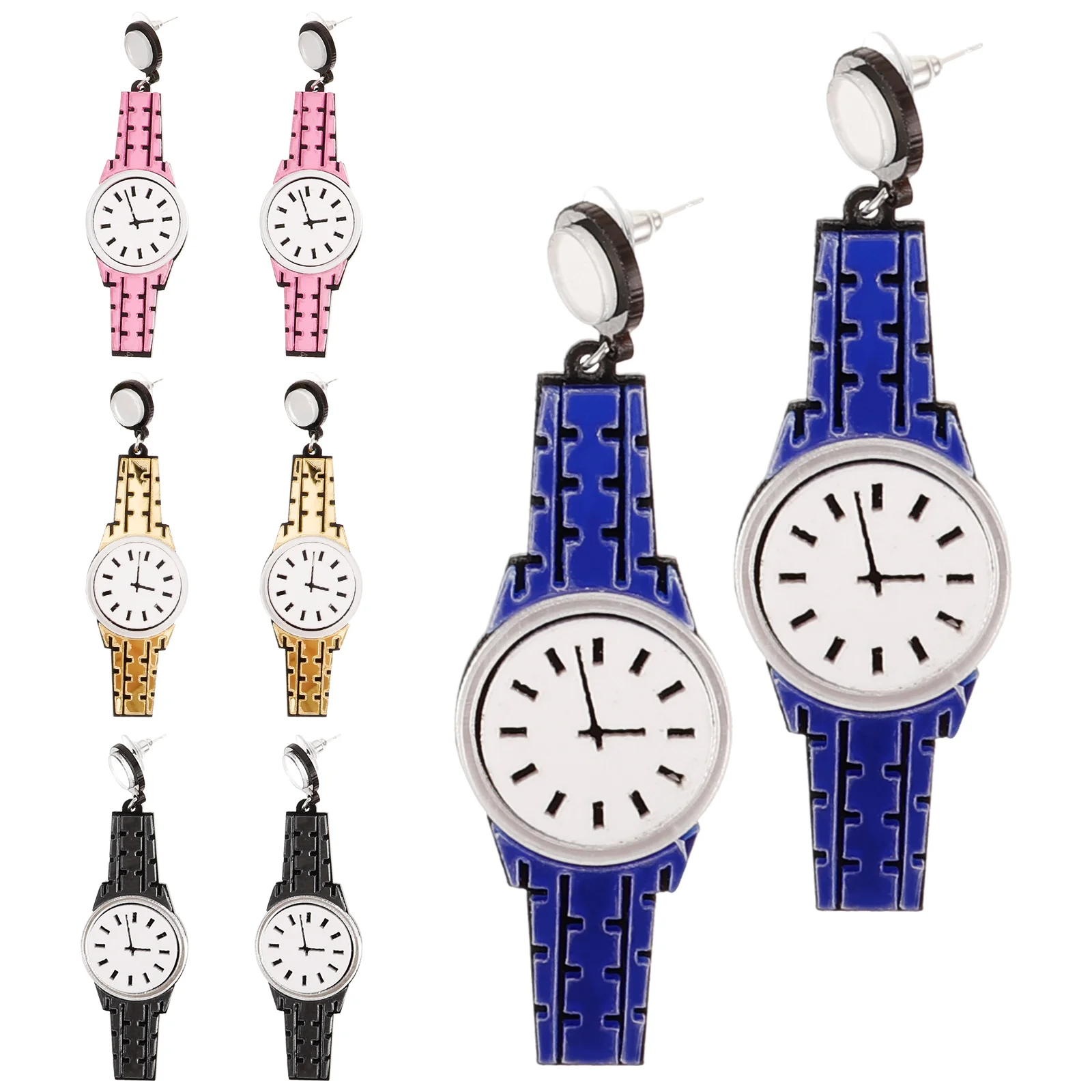 4 Pairs of Watch Pendants Earrings Acrylic Watch Shaped Earrings Decorative Party Gifts
4 Pairs of Watch Pendants Earrings Acrylic Watch Shaped Earrings Decorative Party Gifts