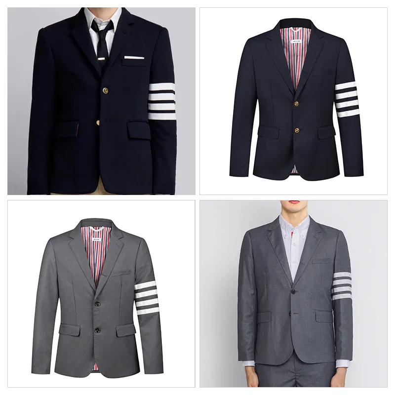 

TB THOM Male Suit White 4-bar Stripes Formal Blazers 2022 Fashion Brand Men's Jacket Classic Business Casual Suit Jackets