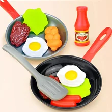 8PCS Children Kitchen Food Toys Simulation Cookware Game Set Pretend Play Pot Steak Vegetable Bread Hot Dog Omelette Kids Gift