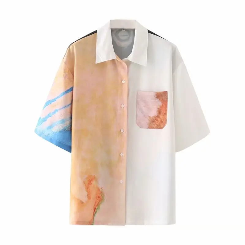 Tie Dye Print Turndown Collar Basics Simple Shirt Women 2021 Summer Casual Loose Beach Top Hawaiian Style Holiday Blouse Shirt
Tie Dye Print Turndown Collar Basics Simple Shirt Women 2021 Summer Casual Loose Beach Top Hawaiian Style Holiday Blouse Shirt