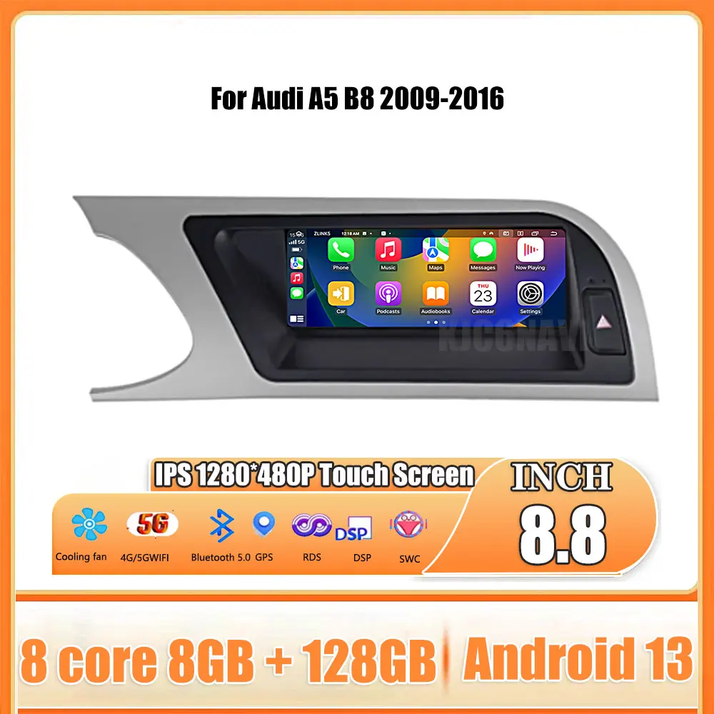 

8.8 Inch Android 13 Touch Screen For Audi A5 B8 2009-2016 Car Accessories Multimedia Carplay Monitors Stereo Speacker Player
