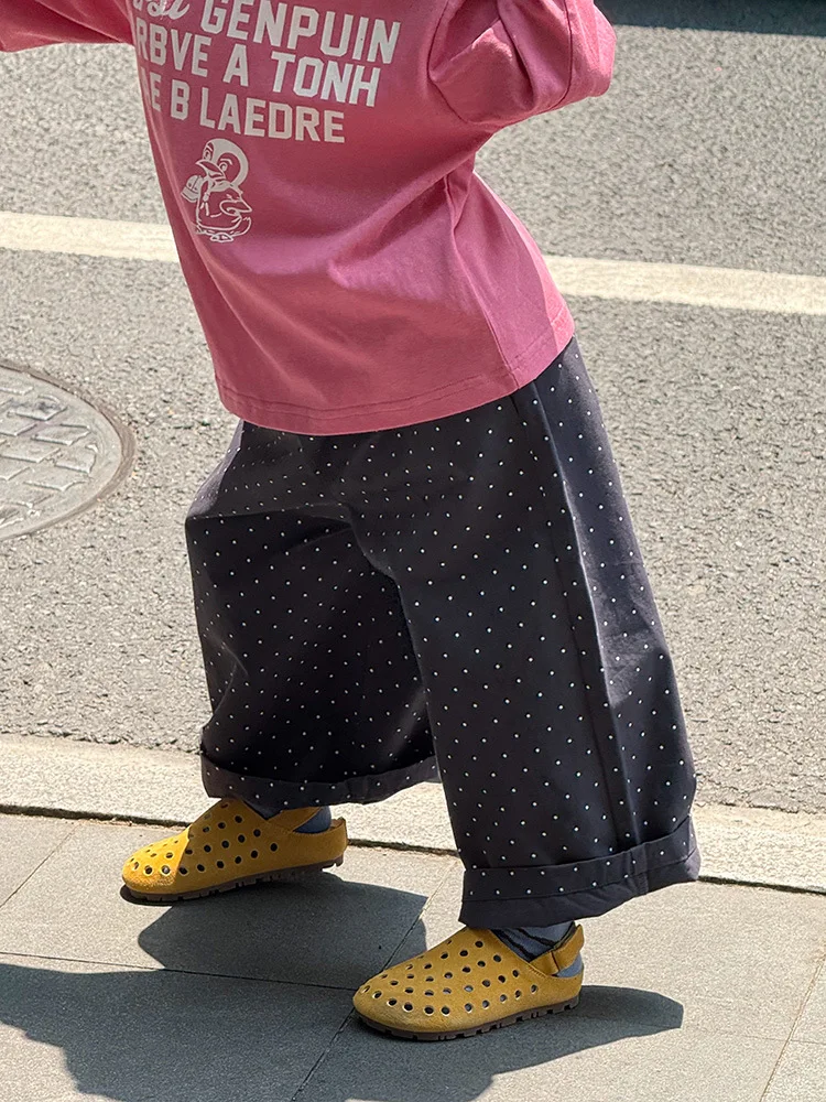 2025 Autumn New Children Loose Trousers Cotton Girls Polka Dot Casual Pants Boys Harem Pants Kids Straight Pants Baby Clothes 8 S3a0c9371e41f4f9cb5135dae4fd0a7b86