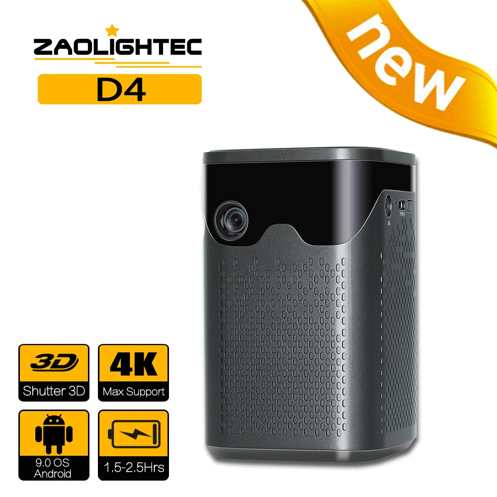 ZAOLITGHTEC D4 Mini Portable Pico Projector Smart Android Wifi TV LED DLP Projector 4K 1080P for Mobile Phone Smartphone
ZAOLITGHTEC D4 Mini Portable Pico Projector Smart Android Wifi TV LED DLP Projector 4K 1080P for Mobile Phone Smartphone