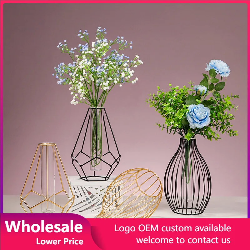 Flowers Vase Geometric Iron Line Frame Glass Test Tube Flower Stand Metal Plant Holder Nordic Hydroponic Wrought Iron Vase 
Flowers Vase Geometric Iron Line Frame Glass Test Tube Flower Stand Metal Plant Holder Nordic Hydroponic Wrought Iron Vase