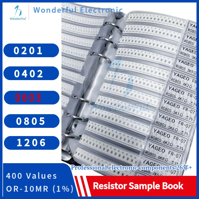 Resistor Kit SMD 0603Sample Book Chip Resistor Assortment Kit 1206 0805 0201 0402 1% FR-07 SMT 400 Values 0R-10M Smd Sample Book
Resistor Kit SMD 0603Sample Book Chip Resistor Assortment Kit 1206 0805 0201 0402 1% FR-07 SMT 400 Values 0R-10M Smd Sample Book