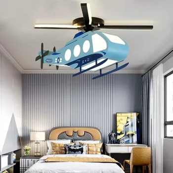 크리에이티브 어린이 방 헬리콥터 조명, 현대 간단한 소년의 침실 천장 조명, 만화 방 조명 장식, 항공기 조명