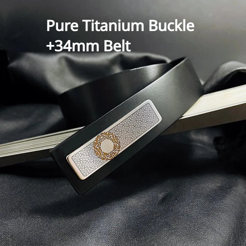 

Pure Titanium Double Needle Buckle 34mm Belt Smooth Buckle Hypoallergenic Buckle For Men Waist Belt Genuine Cowhide Belt