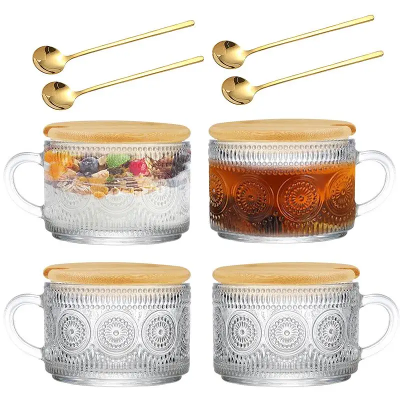 Clear Embossed Vintage Glass Coffee Cups With Spoons Drinking Glass For Latte Cappuccino Espresso Household Kitchen Glassware
Clear Embossed Vintage Glass Coffee Cups With Spoons Drinking Glass For Latte Cappuccino Espresso Household Kitchen Glassware