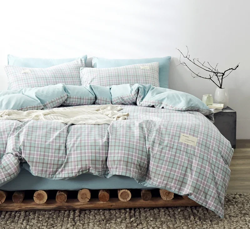Modern Plaid Bedding Set Soft 100% Cotton Duvet Cover Flat Sheet Pillowcase Nordic Ins Style Comforter Quilt Cover Bed Linen
Modern Plaid Bedding Set Soft 100% Cotton Duvet Cover Flat Sheet Pillowcase Nordic Ins Style Comforter Quilt Cover Bed Linen