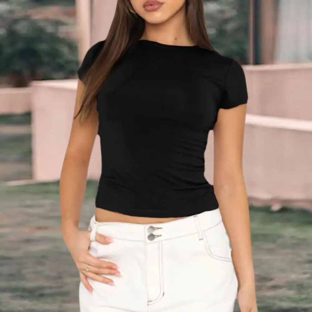 Women Top Stylish Women's Summer Tee Shirt Collection Round Neck Short Sleeve Tops in Slim Fit Solid Colors for Everyday
Women Top Stylish Women's Summer Tee Shirt Collection Round Neck Short Sleeve Tops in Slim Fit Solid Colors for Everyday