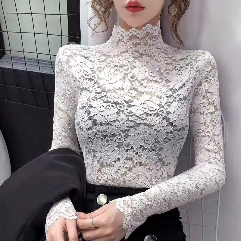 Autumn Winter Elegant Fashion Harajuku Slim Fit Female Clothes Loose Casual All Match Tops Women Solid Lace Long Sleeve Tshirts
Autumn Winter Elegant Fashion Harajuku Slim Fit Female Clothes Loose Casual All Match Tops Women Solid Lace Long Sleeve Tshirts